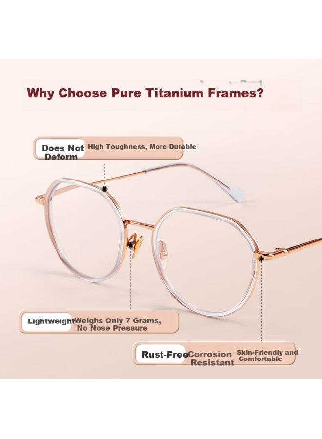 Sunset Red Women's Reading Gl Pure Titanium Ultra-light Blue Light Blocking Hd Eyewear Youthful Appearance Gift For Mom E309m 250° - Image 5