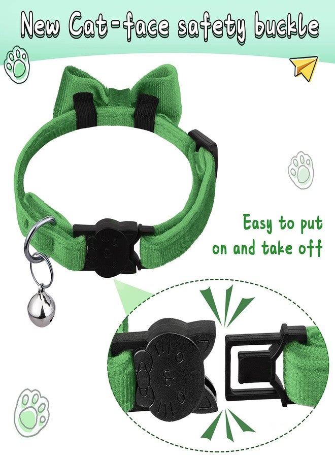 Weewooday 4 Pieces Cat Bow Tie Collar with Bell Breakaway Cat Comfortable Velvet with Cute Safety Pet Collar for Pet Kitten Puppy(Small,Yellow, Green, Rose Red, Blue) - Image 5