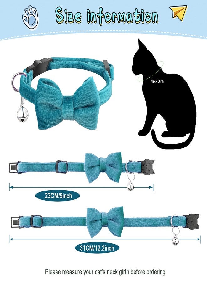 Weewooday 4 Pieces Cat Bow Tie Collar with Bell Breakaway Cat Comfortable Velvet with Cute Safety Pet Collar for Pet Kitten Puppy(Small,Yellow, Green, Rose Red, Blue) - Image 4