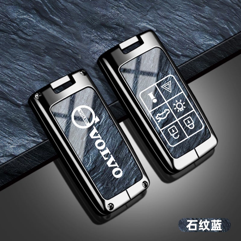 Volvo Universal Zinc Alloy Car Key Case for Volvo S60, XC60, XC40, XC90 - Classic Stone Pattern - Image 1
