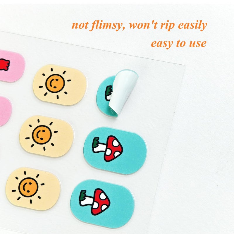 IHUKEIT Colorful Kid Nail Stickers Full Nail Wraps for Kids Girls Self Adhesive Nail Strips for Nail Art Decoration Fun Including Rainbow Cat Rabbit Flower Strawberry Heart Sun for Age 8 and Older (10 Sheets) - Image 5