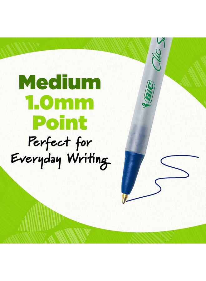 Bic Ecolutions Clic Stic Black Ballpoint Pens, Medium Point (1.0mm), 12-Count Pack, Retractable Ball Point Pens Made from 78% Recycled Plastic - Image 4