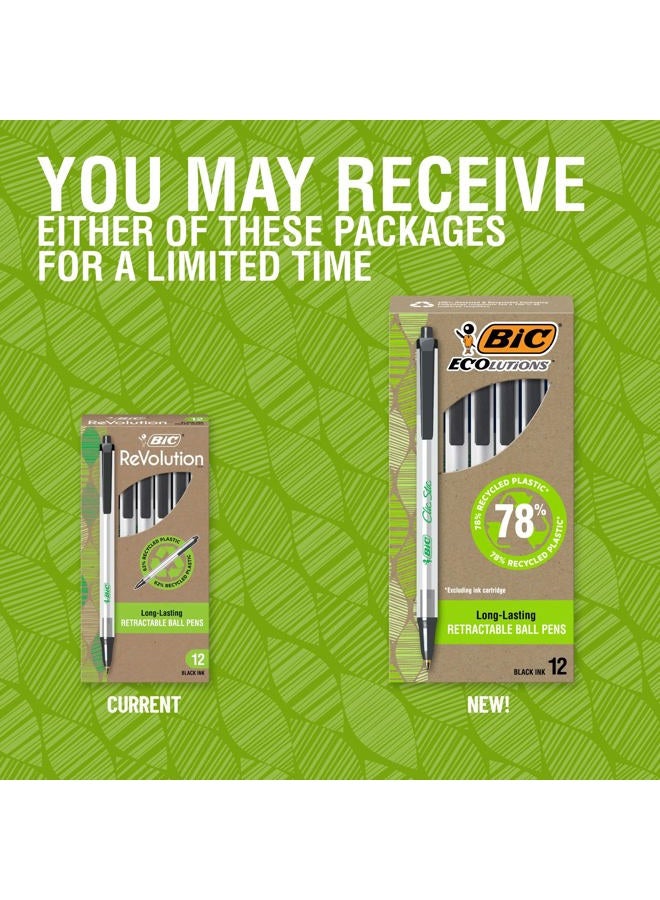 Bic Ecolutions Clic Stic Black Ballpoint Pens, Medium Point (1.0mm), 12-Count Pack, Retractable Ball Point Pens Made from 78% Recycled Plastic - Image 3