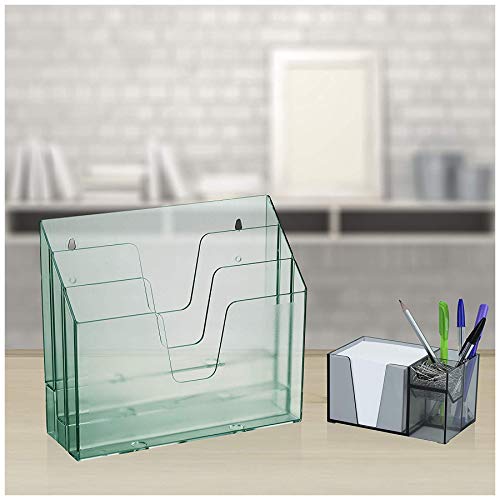 Acrimet Horizontal Triple File Folder Holder Organizer (Clear Green Color) - Image 5