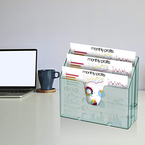 Acrimet Horizontal Triple File Folder Holder Organizer (Clear Green Color) - Image 2