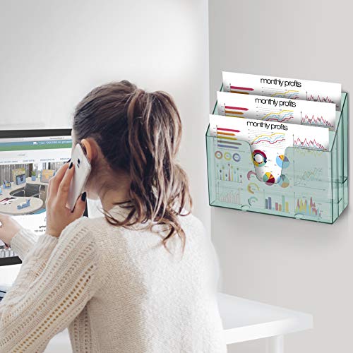 Acrimet Horizontal Triple File Folder Holder Organizer (Clear Green Color) - Image 4