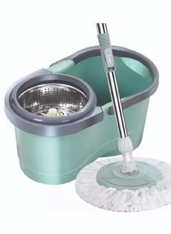 Dreamons link Mop and Bucket Set 360 Degree Spin Rotating Mop with Bucket 2 Microfiber Heads and Adjustable Handle for Home Wooden Floor Cleaning Tools