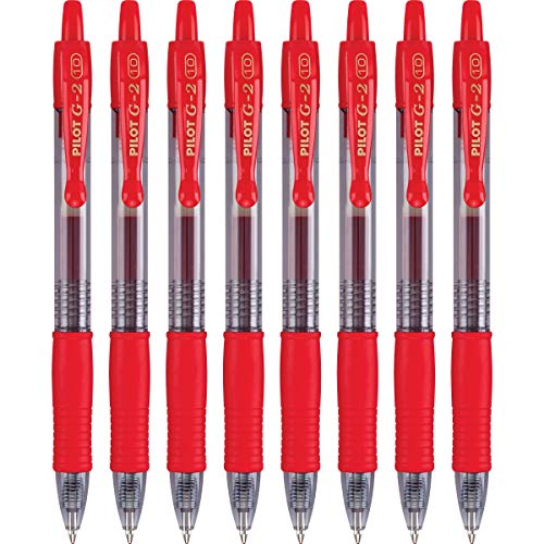 Pilot G2 Premium Gel Roller Pens, Bold Point 1 mm, Red Pens, Pack of 8 - Ideal for School, Journaling & Office Writing - Image 1