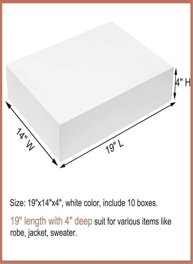Mefleet صناديق هدايا كبيرة جدًا من ميفليت، مقاس 19×14×4 بوصة، مع أغطية، عبوة من 10 صناديق عميقة لحفظ القمصان والملابس والأرواب والسترات، مثالية لتغليف هدايا عيد الميلاد والعطلات وأعياد الميلاد، لون أبيض - Image 2