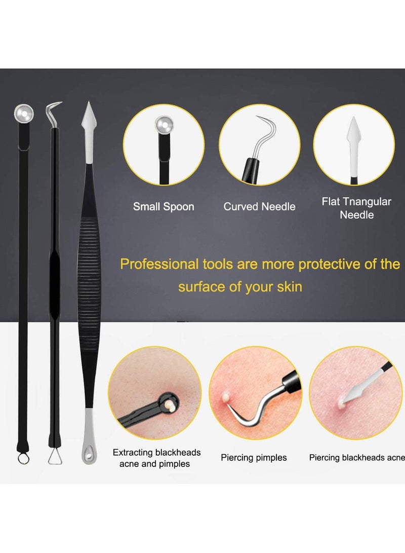 Pimple Popper Tool Kit & Blackhead Remover Tool - 10 Pcs Comedone Extractor Set with Case for Quick Removal of Pimples, Blackheads, Zits, and Dark Spots. Effective Pimple and Black Spot Remover for Forehead, Facial, and Nose Areas (Black) - Image 4