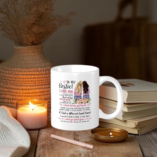 Wisedeal Bestie Coffee Mug, Funny To My Bestie Coffee Tea Cup Best Friends or Birthday Gifts for Soul Sister Mom Aunt Friends Forever BFF Friendship Present for Her Women 11oz Ceramics White - Image 5