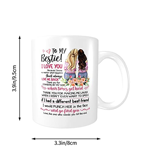 Wisedeal Bestie Coffee Mug, Funny To My Bestie Coffee Tea Cup Best Friends or Birthday Gifts for Soul Sister Mom Aunt Friends Forever BFF Friendship Present for Her Women 11oz Ceramics White - Image 2