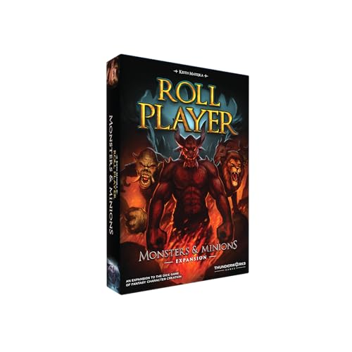 Thunderworks Games Monsters  Minions  Expansion for Roll Player Board Game  Adds EndGame Monsters 5th Player New Dice and 170 Cards  Dice Drafting Family Game for 15 Players Ages 14  Thunderworks Games - Image 1