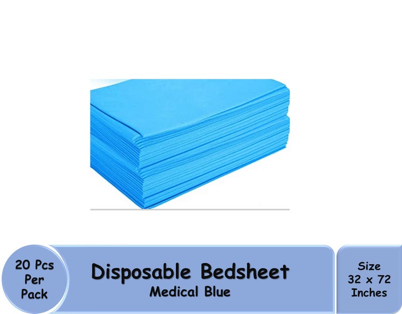 gypsy inc Gypsy 20 Pcs Non-Woven Disposable Bedsheet 32x 72 Inch - Medical Blue | Massage Table Sheet Protector | Elderly Care, Patients, Clinics, Hospitals | Thick Breathable, Waterproof & Oilproof Bed Cover - Image 2