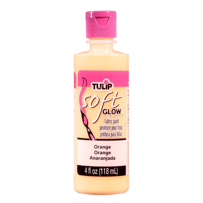 Tulip Soft Fabric Paint Glow in The Dark Washable Soft and Flexible Permanent Paint for Light and Dark Fabrics Glow Orange 4 fl oz