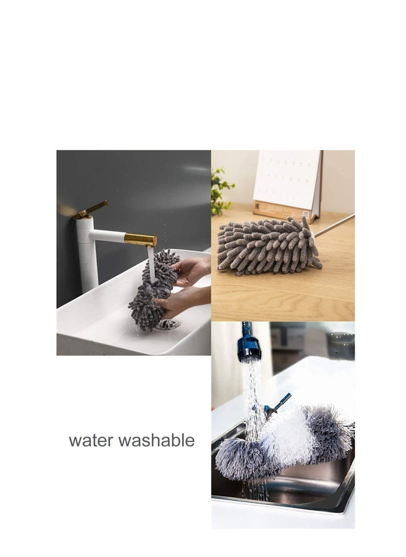 Microfiber Dusters with Extension Pole (30-100 inche) Scratch Resistant Cover, Bendable, Washable, Detachable, Extendable Duster for Cleaning Ceiling Fan Furniture Keyboard Cobweb and Car
