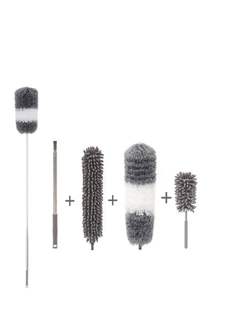 Microfiber Dusters with Extension Pole (30-100 inche) Scratch Resistant Cover, Bendable, Washable, Detachable, Extendable Duster for Cleaning Ceiling Fan Furniture Keyboard Cobweb and Car