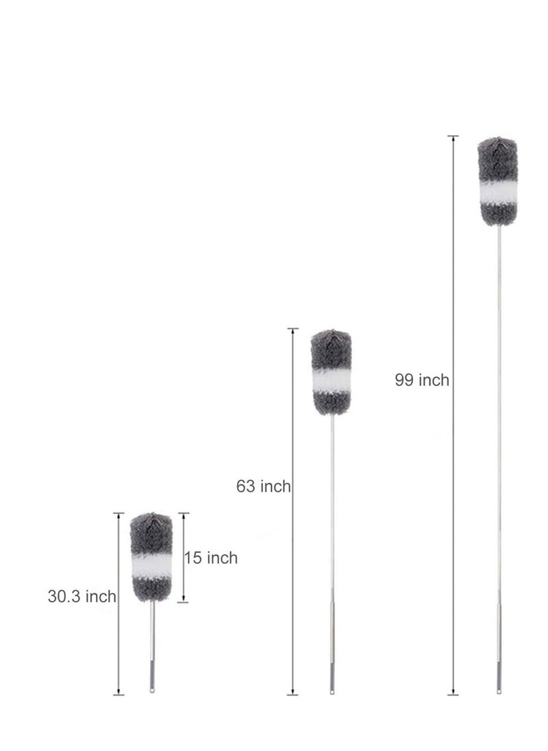 Microfiber Dusters with Extension Pole (30-100 inche) Scratch Resistant Cover, Bendable, Washable, Detachable, Extendable Duster for Cleaning Ceiling Fan Furniture Keyboard Cobweb and Car