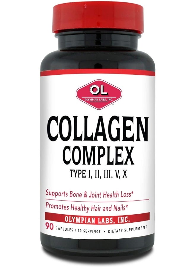 Olympian Labs Multi Collagen Complex Type I, Ii, Iii, V, X, Hair, Nails, Joint, Gut Health, 90 Caps, 30-Day Supply  - Image 1