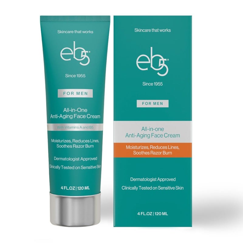 eb5 Mens Allinone AntiAging Face Cream  Formulated with Retinol Vitamins E B5 and A to Moisturize Reduce Lines and Soothe Razor Burn  4 Fl Oz