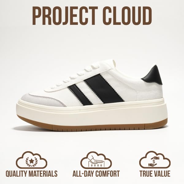 Project Cloud Platform Sneakers for Women - Lightweight Memory Foam Insole Womens Sneakers - Non-Slip Fashion Sneakers for Women Footwear - Women's Fashion Platform Shoes (Nita, White, 6) - Image 3