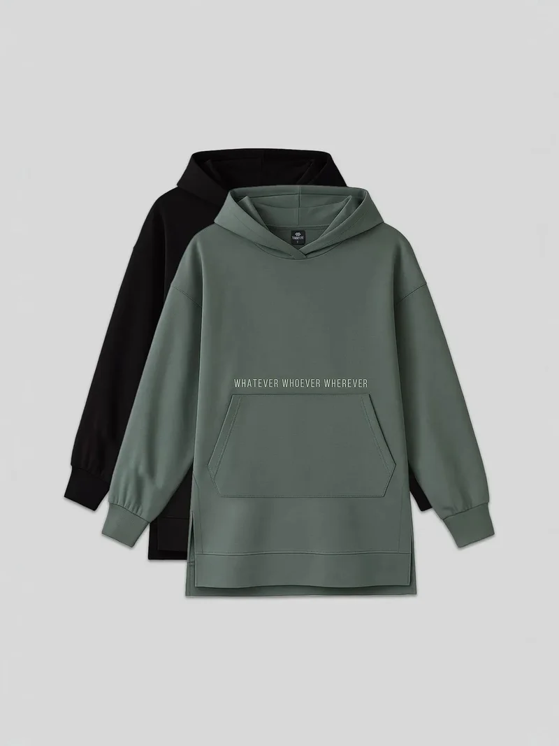 Tommylife TOMMY Oversized Printed Hooded Sweatshirt With Pocket