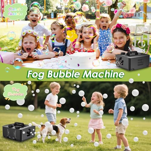 Wisdomlit Fog Bubble Machine 2in1 Smoke Bubble Maker 400W NoSpill Smoke Bubble Blower 8000 ColorfulFog Bubbles for Kids Toddlers Indoor Outdoor Birthday Party Black - Image 5