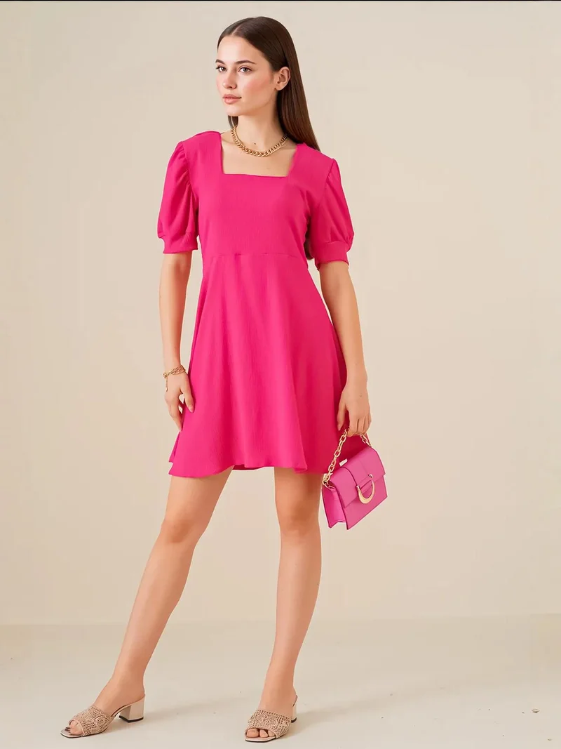 BIG DART BDART Textured Square Collar Mini Knit Dress