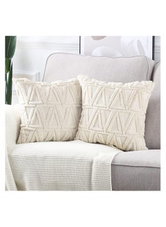 Y&D Single Sided Plush Pillowcase, 2 Packs of Soft Short Wool Velvet Embellishment Nordic Style Cushion Cover Suitable for Sofa and Bedroom Beige, 16x16 Inches  - Image 3