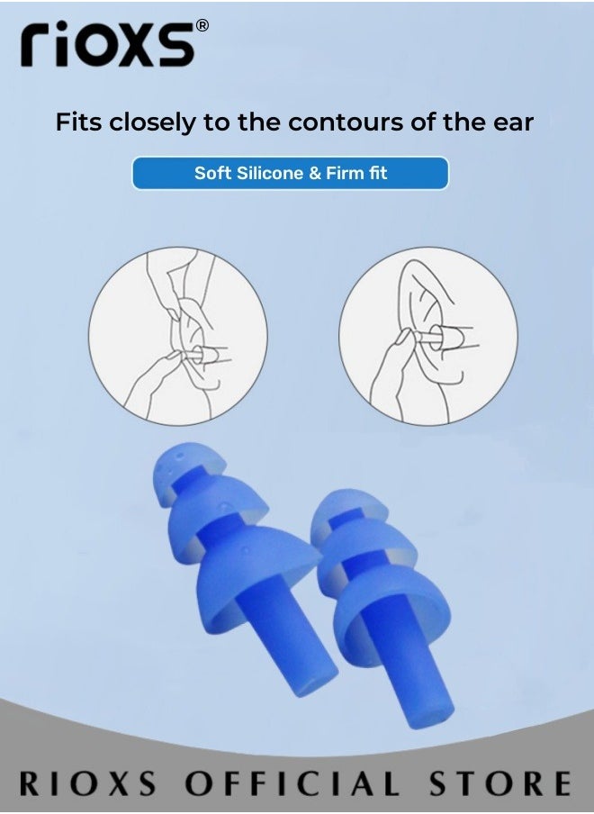 RIOXS Ear Plugs and Nose Clips Combo Set Soft Waterproof Silicone Swimming Nose Clips Ear Plugs Set Surfing Diving Swimming Accessories for Adults  - Image 3