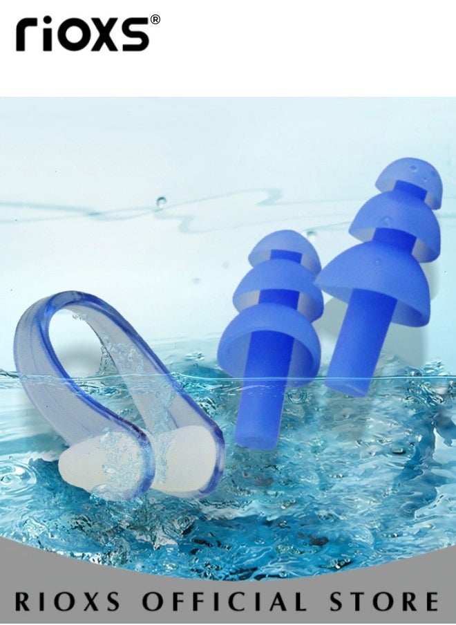 RIOXS Ear Plugs and Nose Clips Combo Set Soft Waterproof Silicone Swimming Nose Clips Ear Plugs Set Surfing Diving Swimming Accessories for Adults  - Image 5