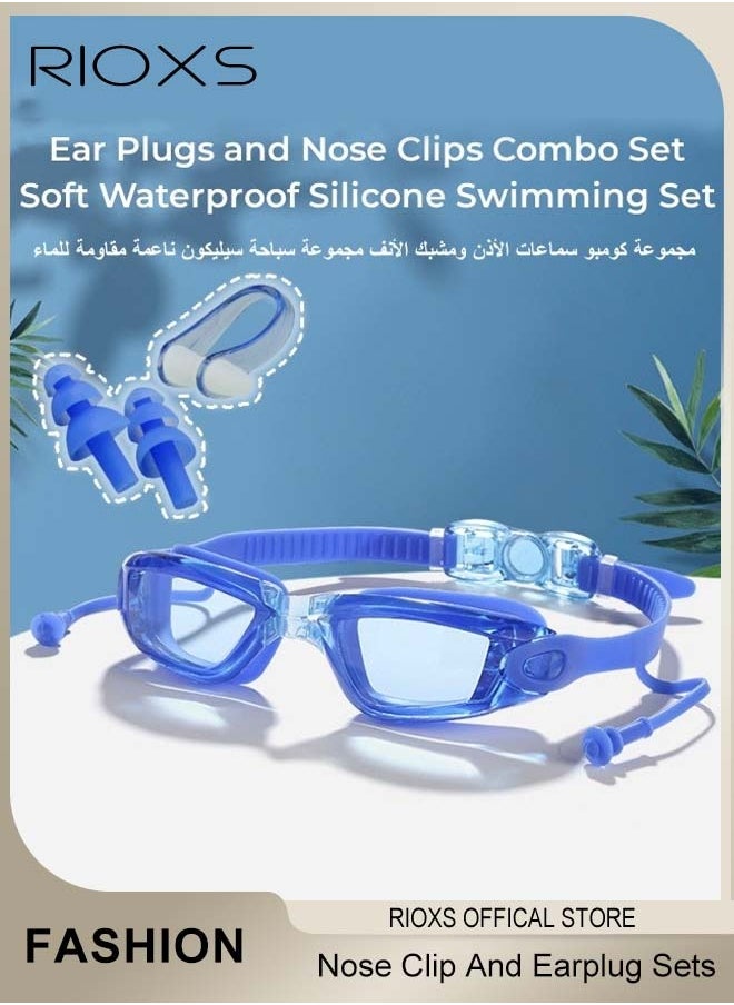RIOXS Ear Plugs and Nose Clips Combo Set Soft Waterproof Silicone Swimming Nose Clips Ear Plugs Set Surfing Diving Swimming Accessories for Adults  - Image 1