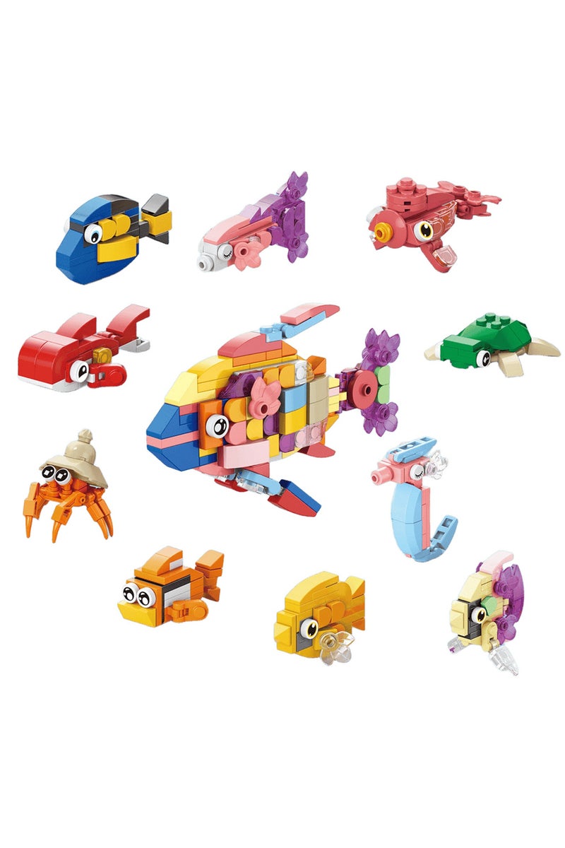 ACYYH 10 in 1 Sea Creatures Building Blocks Set, Educational Construction Toy Kit, 305 Pieces - Image 1