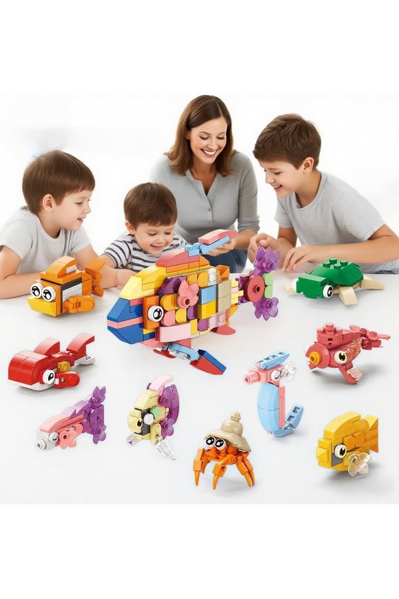 ACYYH 10 in 1 Sea Creatures Building Blocks Set, Educational Construction Toy Kit, 305 Pieces - Image 3