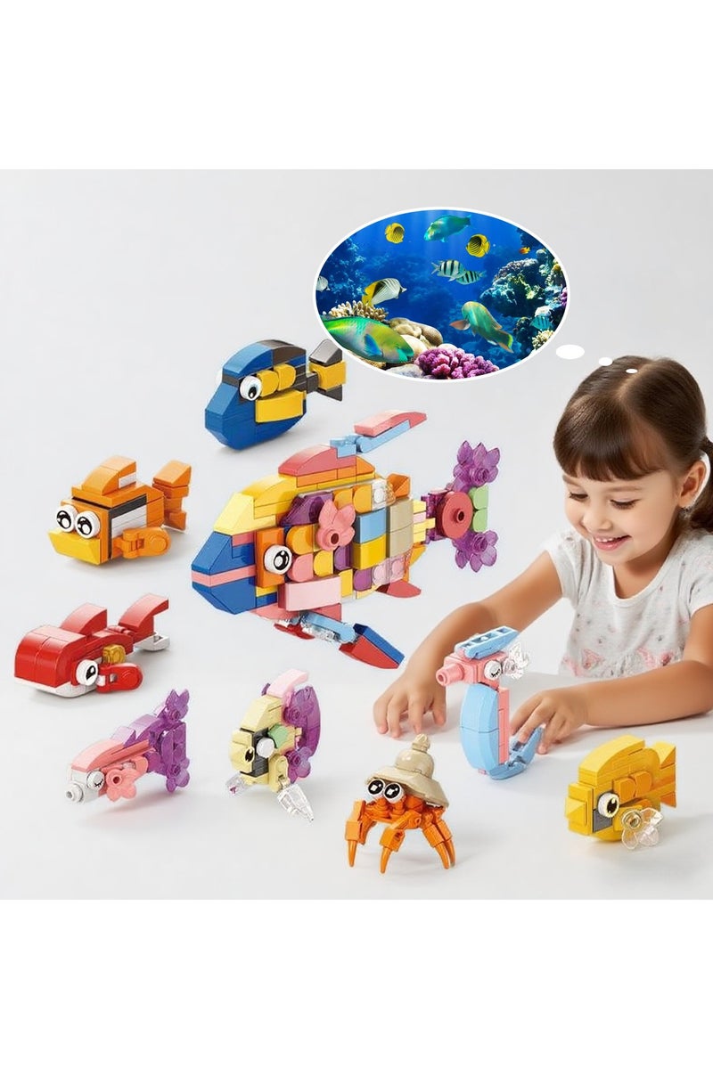 ACYYH 10 in 1 Sea Creatures Building Blocks Set, Educational Construction Toy Kit, 305 Pieces - Image 4