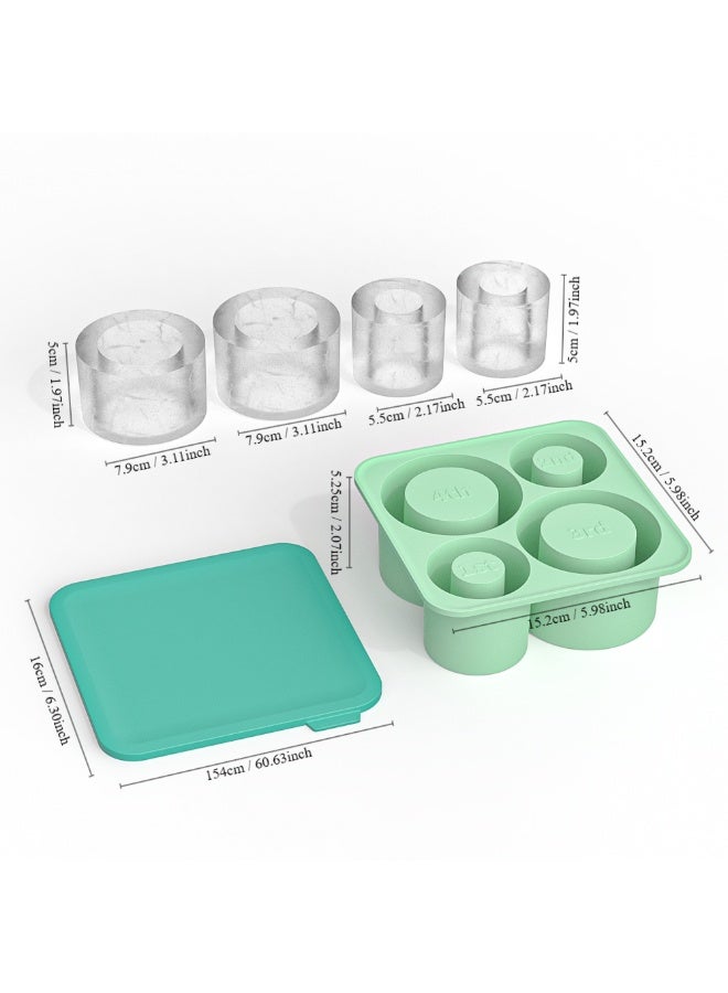 HomKawt Ice Cube Mold Silicone Ice Cube Tray for 20-30-40 oz Tumbler Cup, Slow Melting Ice Mold with Lid, Easy Release Ice Maker，Suitable for Beverages and Whiskey-Green - Image 3