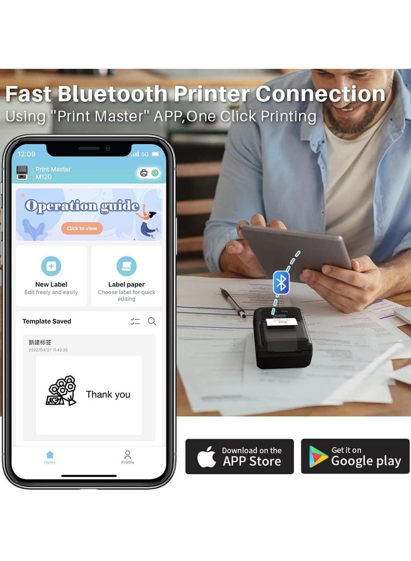 Phomemo M120 Label Maker Barcode Printer Bluetooth Thermal Label Maker Machine for Retail QR Code Small Business - Image 2