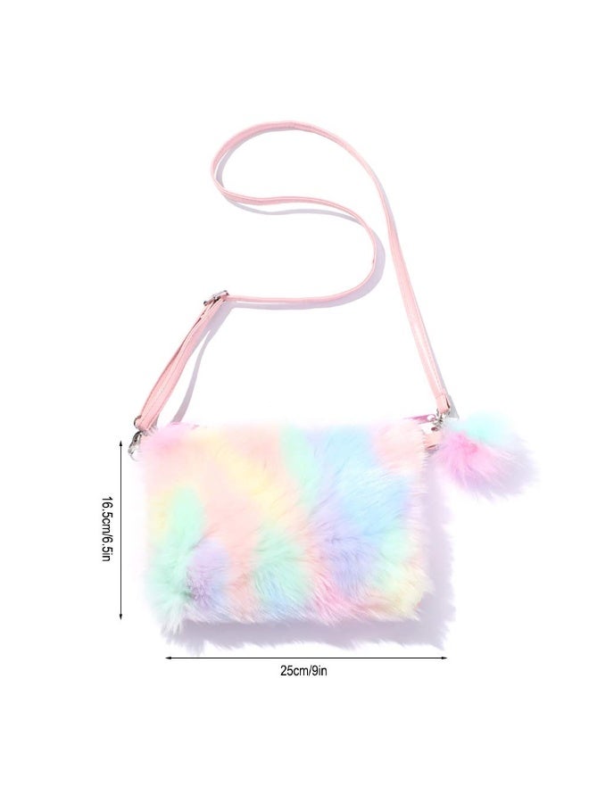 كيلا حقيبة قطيفة بألوان قوس قزح، حقائب كروس بودي عملية وجميلة للفتيات، محفظة نقود معدنية، حقيبة هاتف، حقائب كروس بودي للفتيات للمدرسة والسفر والتسوق، ملونة، مقاس متوسط - Image 3