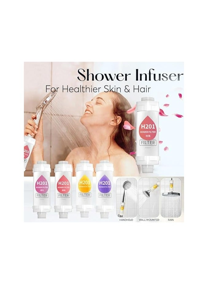 Vitamin C Shower Head Filter | Scented Bathing Shower Filter | Chlorine Removal Water Softener | Natural Vitamin C Shower Filter for Skin & Hair Care | Rose Scent | Easy Installation - Image 3
