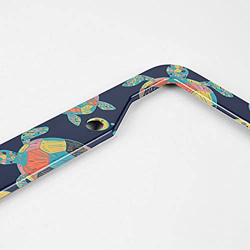 Beabes Sea Turtle License Plate Frame Watercolor Animal License Plate Holder Colorful Cute Summer Car Tag Frame License Plate Cover Car Accessories 2 Holes Novelty Auto Car Tag Vanity Present - Image 3