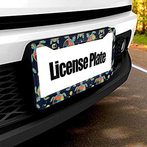 Beabes Sea Turtle License Plate Frame Watercolor Animal License Plate Holder Colorful Cute Summer Car Tag Frame License Plate Cover Car Accessories 2 Holes Novelty Auto Car Tag Vanity Present - Image 5