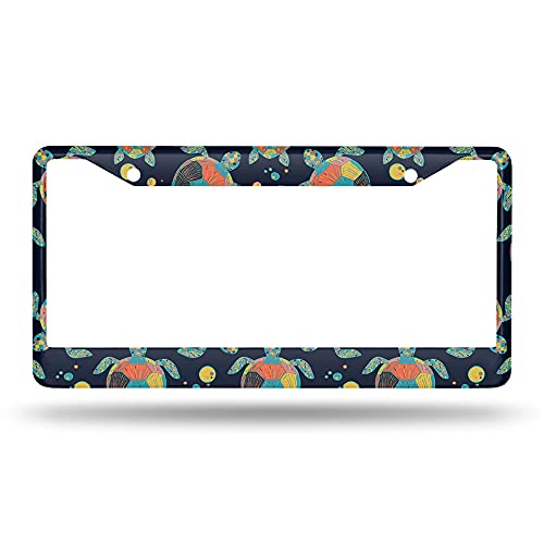 Beabes Sea Turtle License Plate Frame Watercolor Animal License Plate Holder Colorful Cute Summer Car Tag Frame License Plate Cover Car Accessories 2 Holes Novelty Auto Car Tag Vanity Present - Image 2