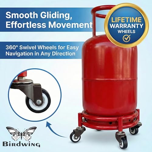 BIRDWING New Heavy Red Colour Steel LPG Gas Cylinder Trolley with Red Finish – Heavy 4-Wheel Stand for Kitchen (Red Heavy Gas Stand Lpg Cylinder Stand, Kitchen Gas Trolly - Image 4