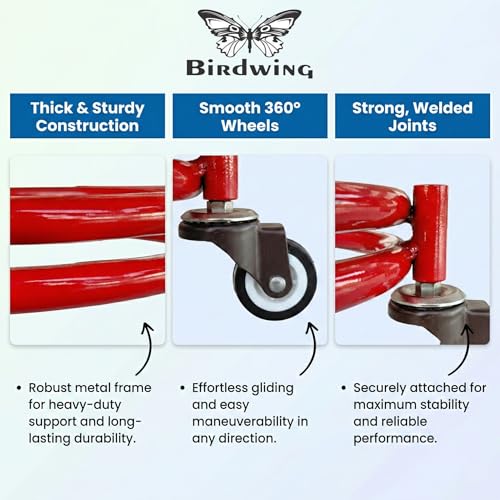 BIRDWING New Heavy Red Colour Steel LPG Gas Cylinder Trolley with Red Finish – Heavy 4-Wheel Stand for Kitchen (Red Heavy Gas Stand Lpg Cylinder Stand, Kitchen Gas Trolly - Image 5