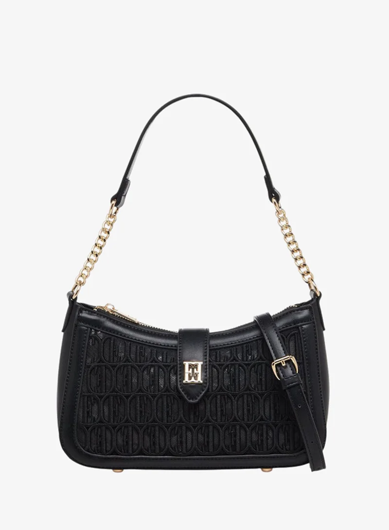 ELLE Embroidered Shoulder Bag with Detachable Strap