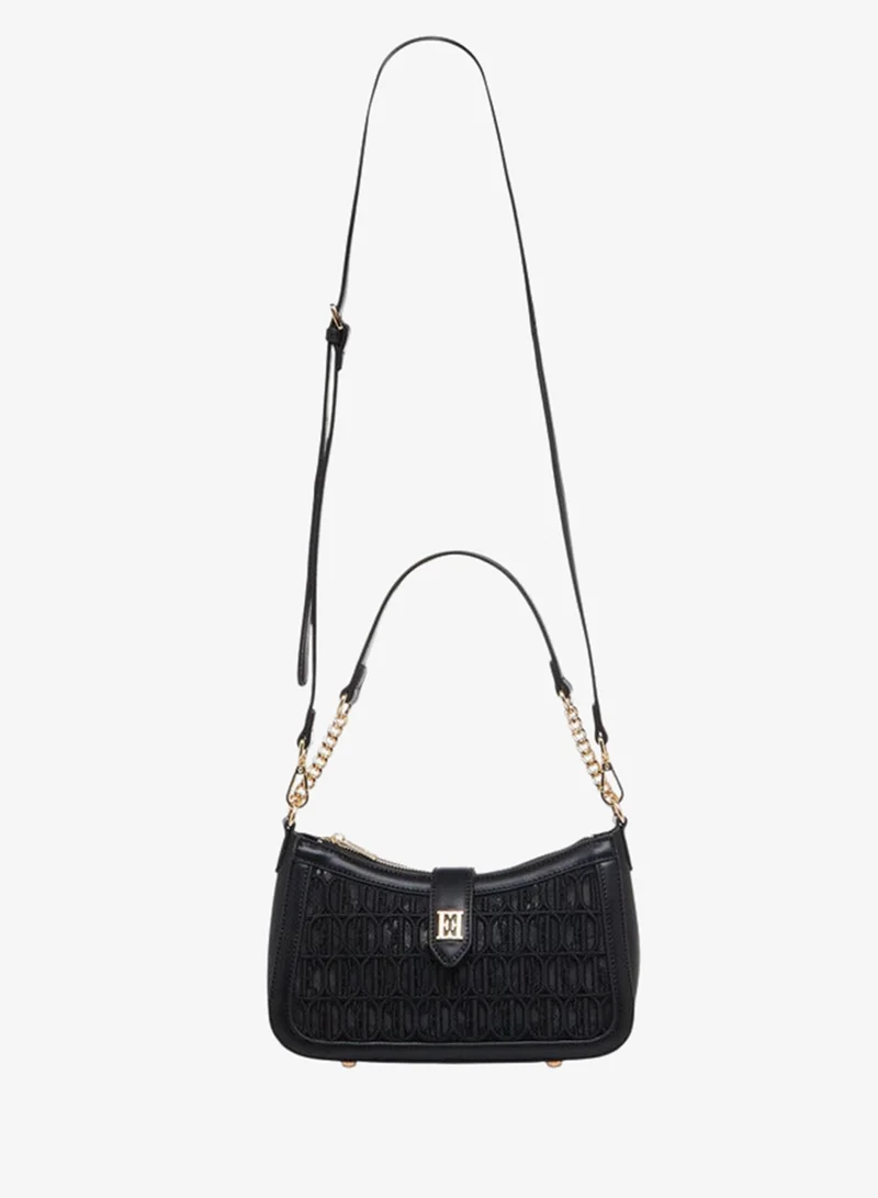 ELLE Embroidered Shoulder Bag with Detachable Strap