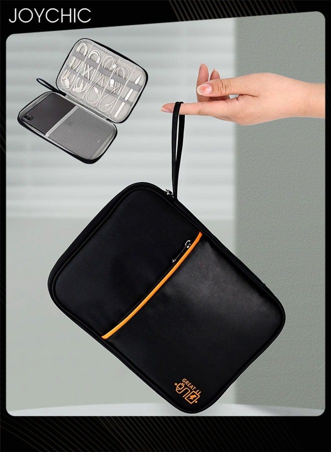 Joychic حقيبة تخزين iPad مضادة للتصادمات وكابل بيانات وحقيبة حمل وبنك طاقة مقاوم للرطوبة ومنظم تخزين سماعات الرأس المحمول للنساء والرجال في الهواء الطلق باللون الأسود - Image 1