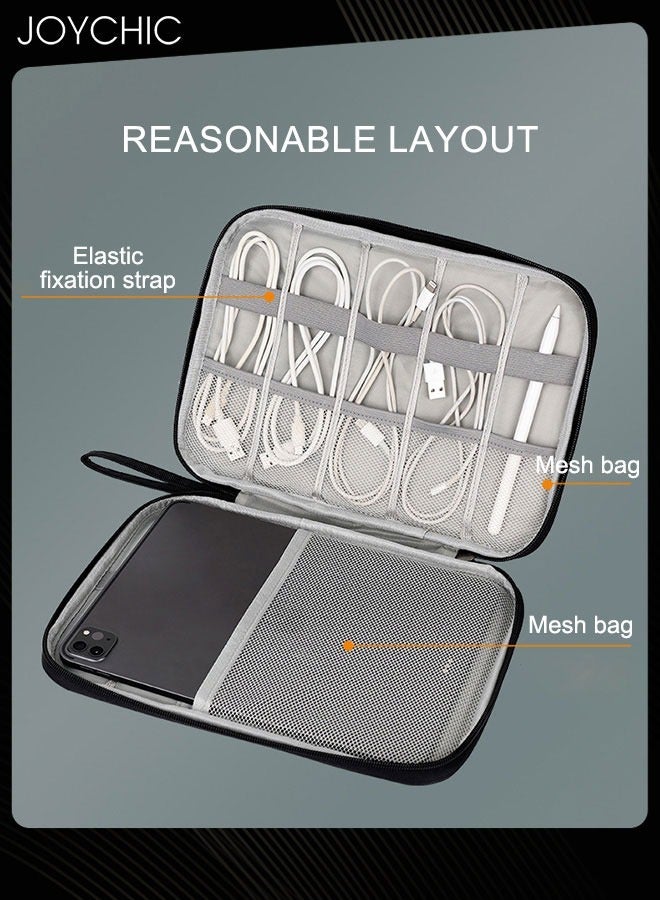 Joychic حقيبة تخزين iPad مضادة للتصادمات وكابل بيانات وحقيبة حمل وبنك طاقة مقاوم للرطوبة ومنظم تخزين سماعات الرأس المحمول للنساء والرجال في الهواء الطلق باللون الأسود - Image 3