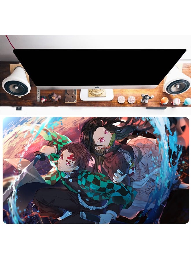 Anime Demon Slayer Collection Mouse Pad, Non-Slip Mousepad, Anime Mouse Pad, Gaming Mouse Pad, Large Mouse Pad, Extended Keyboard Mousepad with Non-Slip Base and Stitched Edge, 400mm×900mm - Image 1