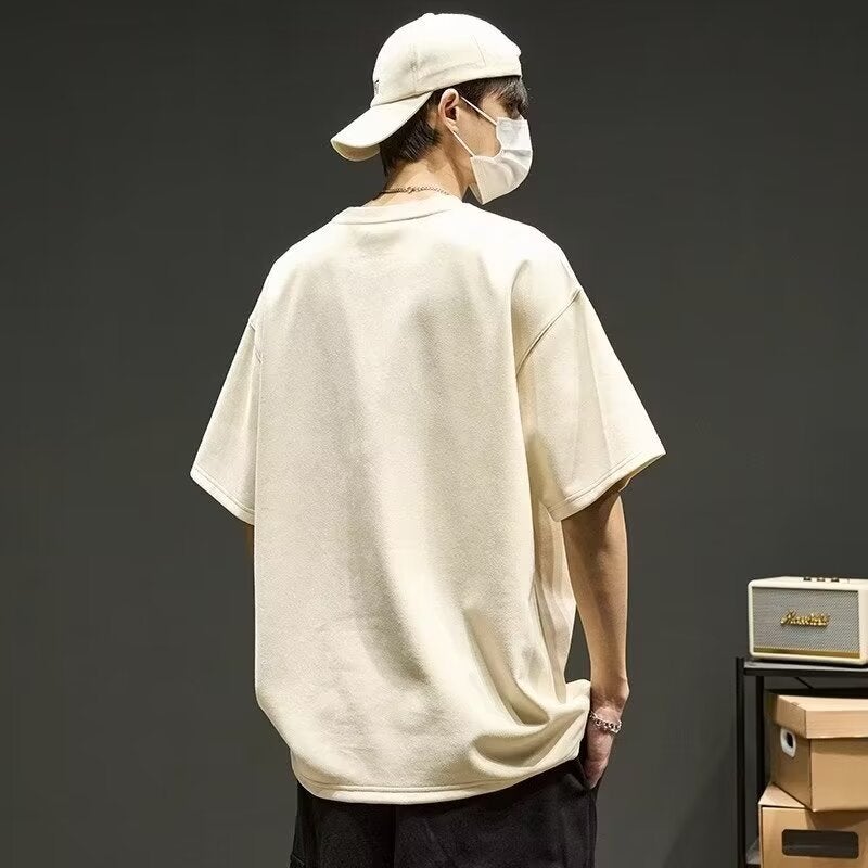 New Short-Sleeved T-Shirt Men'S Summer Korean-Style Trendy Simple Half-Sleeved Top Hong Kong-Style Loose Casual Trendy Brand T-Shirt - Image 5